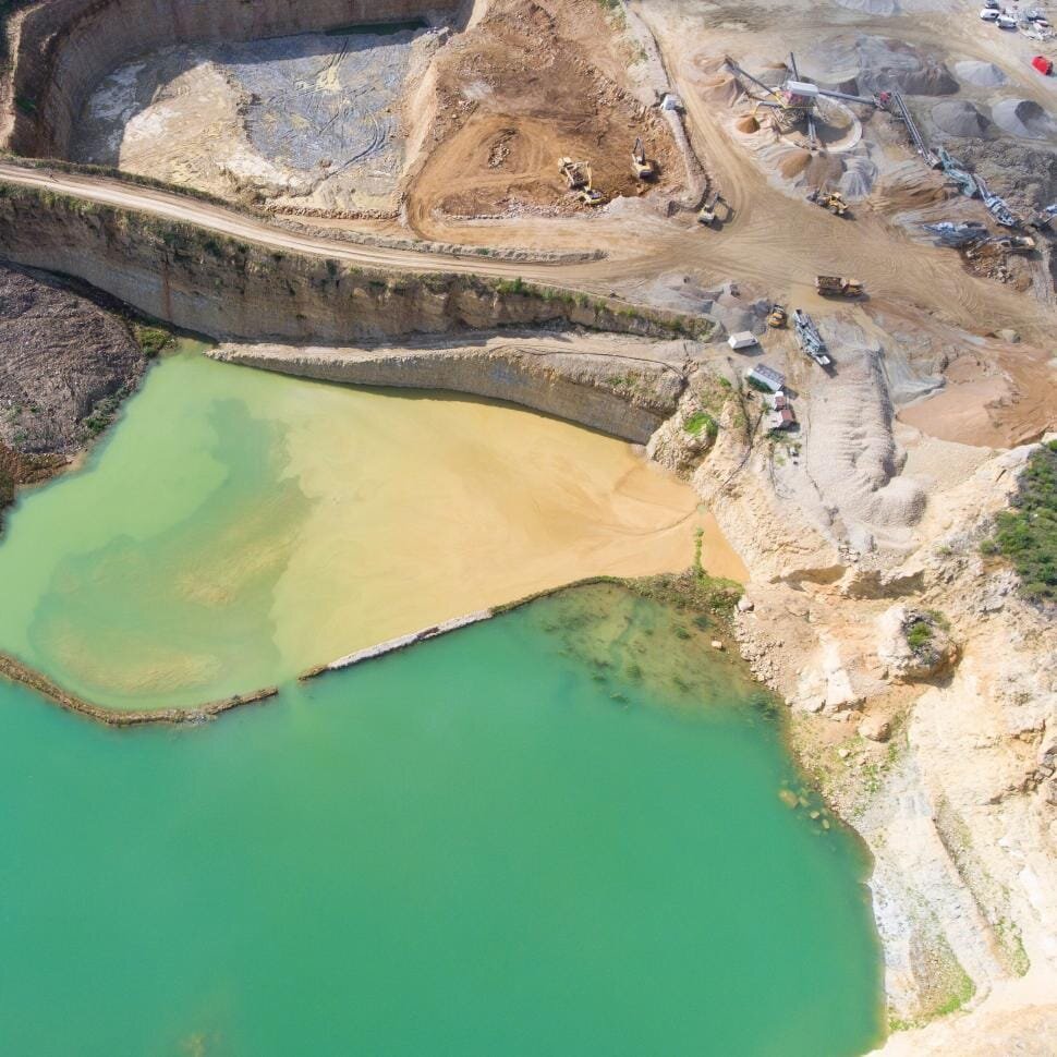 Aerial view of AMPL opencast quarry operations